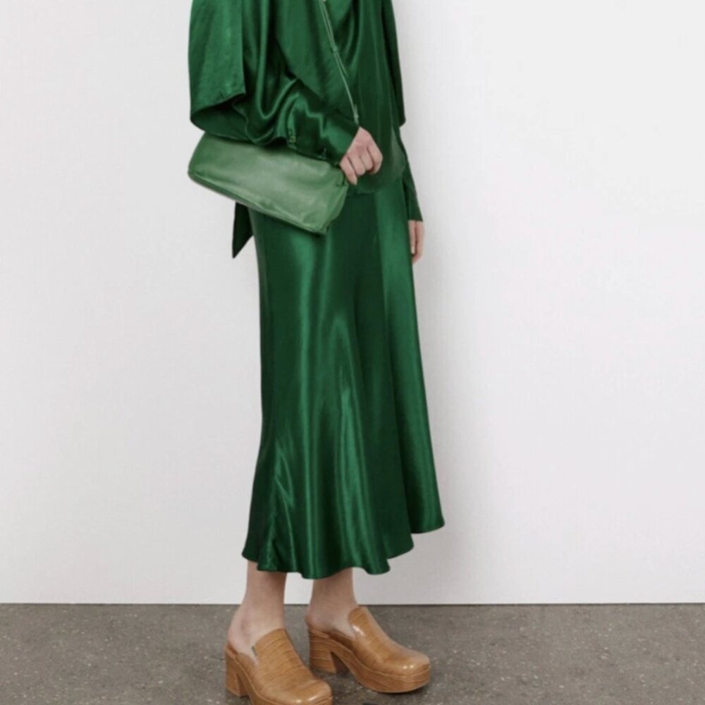 Zara Satin Effect Midi Skirt XS